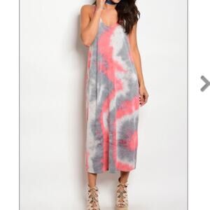 Tie Dye Dress Pink Midi